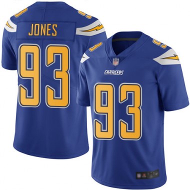 Los Angeles Chargers NFL Football Justin Jones Electric Blue Jersey Youth Limited #93 Rush Vapor Untouchable->los angeles chargers->NFL Jersey